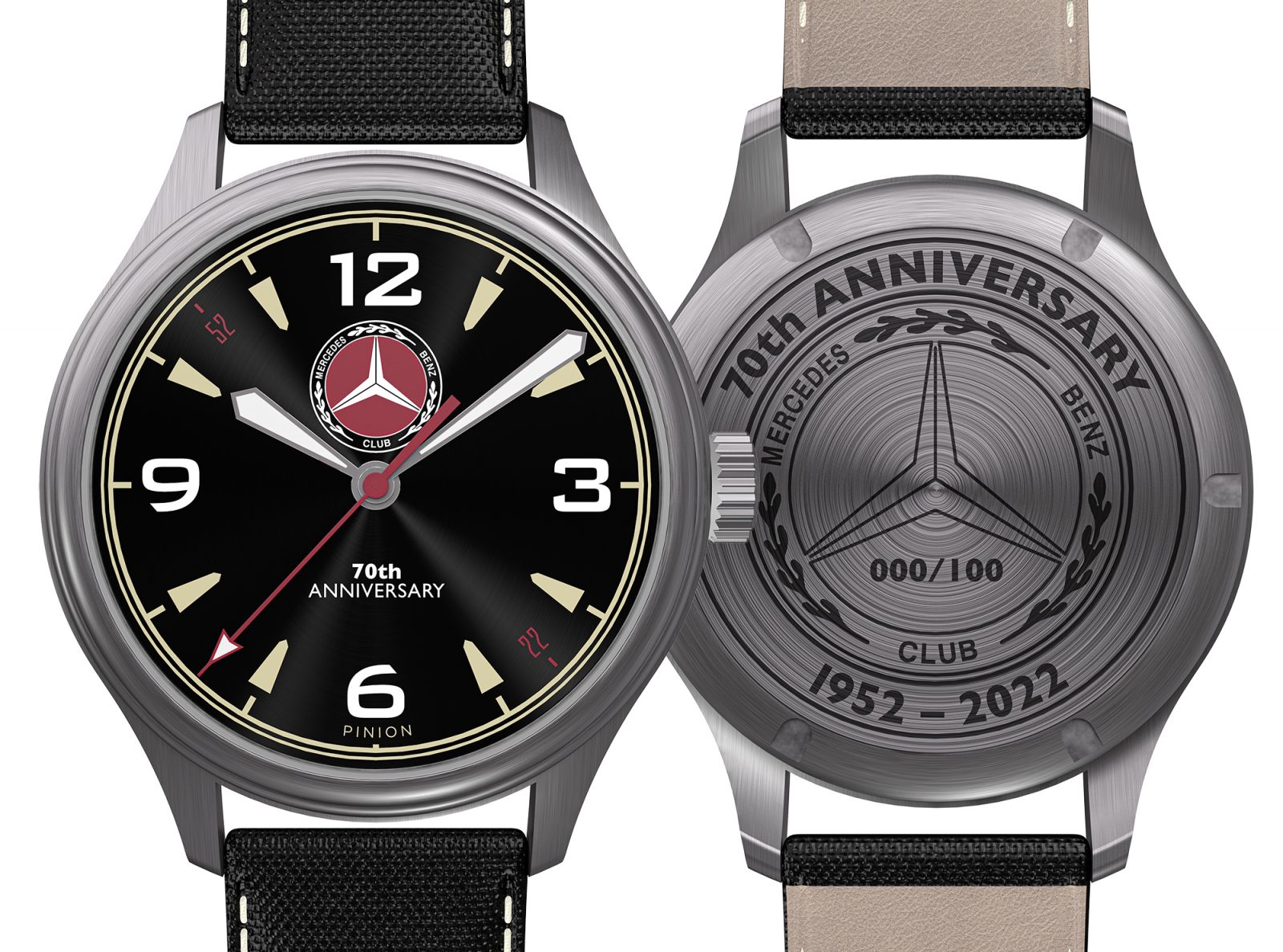 Pinion MBC70 watch - front and back